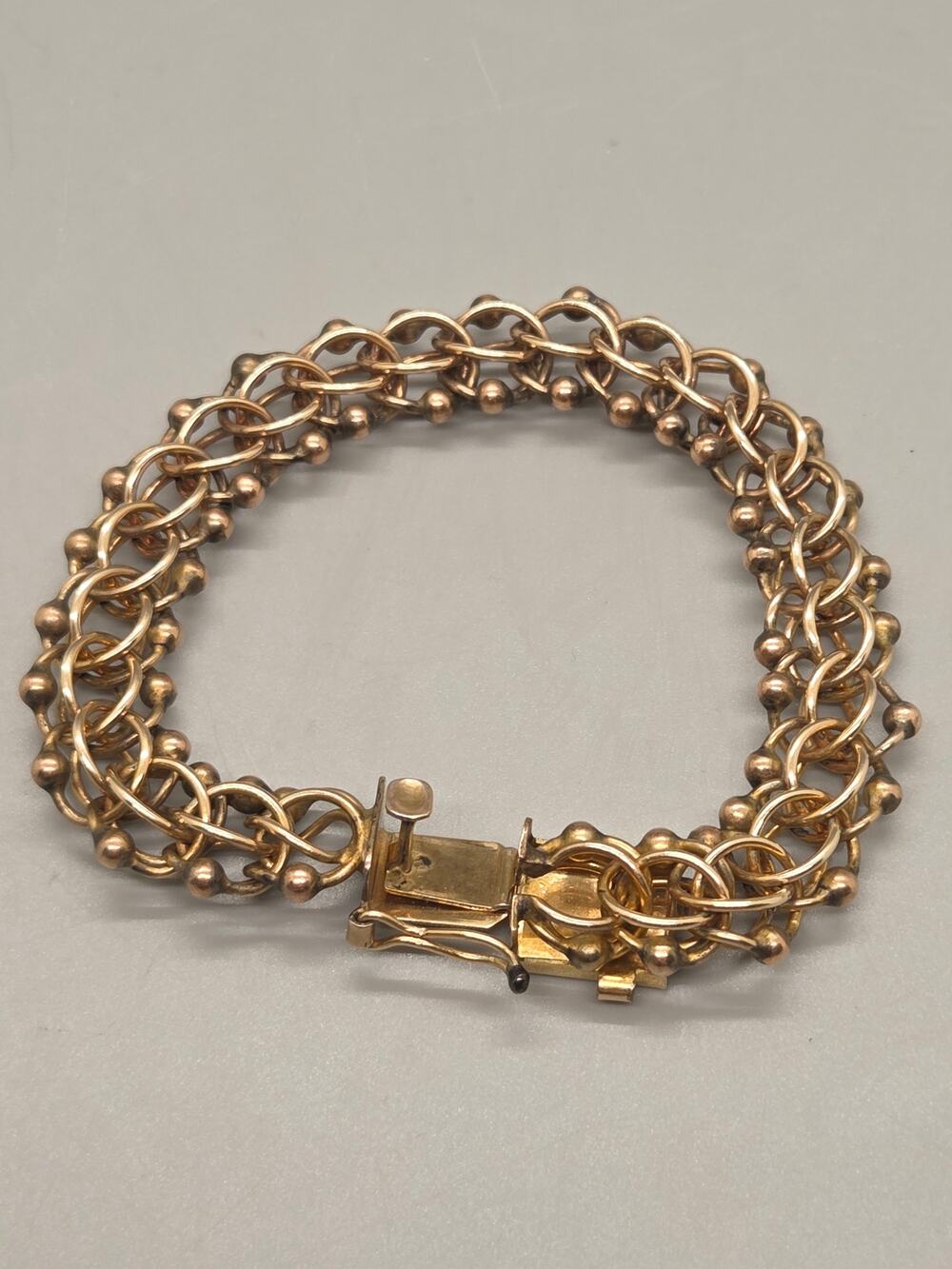 Vintage 12k Gold Filled 7" Infinity Spiral Double Linked Charm Bracelet